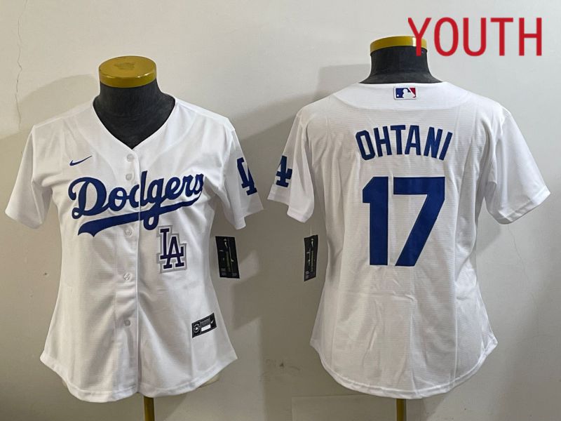 Youth Los Angeles Dodgers #17 Ohtani White Game 2024 Nike MLB Jersey style 11205